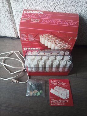 Vintage CLAIROL Style Setter, 20 Heated Rollers and Clips, 1987